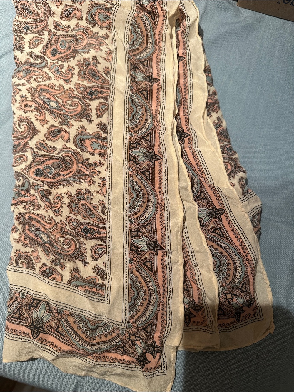 Charter Club Cream and Pink Paisley Scarf